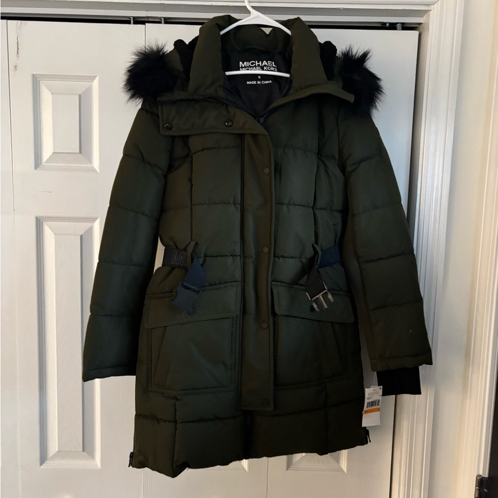 Michael Kors Olive Green Puffer Coat